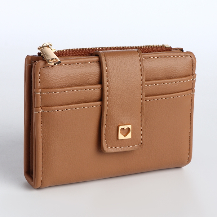 Кошелёк женский на кнопке, цвет бежевый Кошелёк женский на кнопке, цвет бежевый