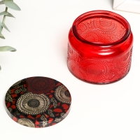 Банка для свечей стекло с крышкой "Цветочная" красная, круглая 5х7х7 см, МИКС Банка для свечей стекло с крышкой "Цветочная" красная, круглая 5х7х7 см, МИКС