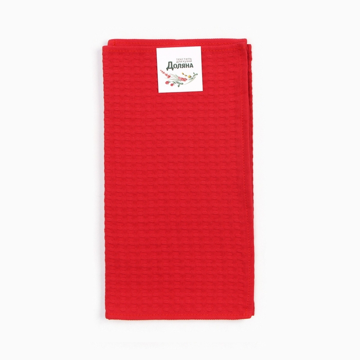 Набор кухонных полотенец Доляна, цвет бордовый, 35х60см-2шт, 100% хлопок, вафля, 220 гр/м2