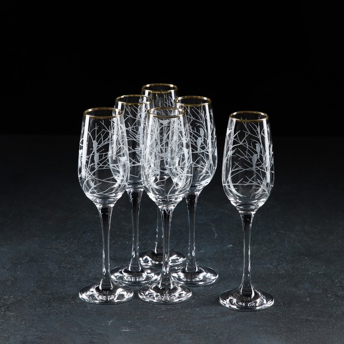 Набор бокалов &laquo;Венский лес&raquo;, стеклянный, 210 мл, 6 шт