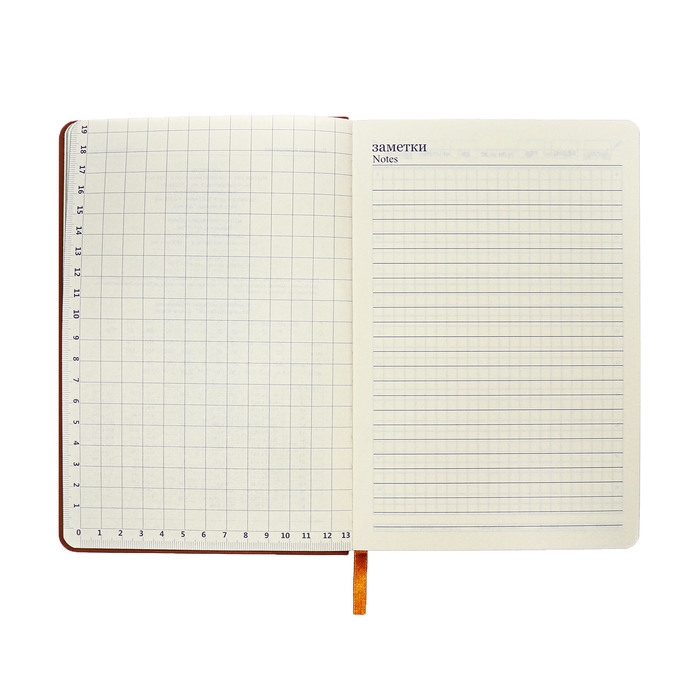 Ежедневник недатированный A5, 140л, клетка, кожзам, на резинке, черный срез, Коричневый Ежедневник недатированный A5, 140л, клетка, кожзам, на резинке, черный срез, Коричневый