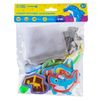 Набор игрушек для ванны "Пираты"8 штук с сеткой + сачок, Крошка Я Набор игрушек для ванны "Пираты"8 штук с сеткой + сачок, Крошка Я