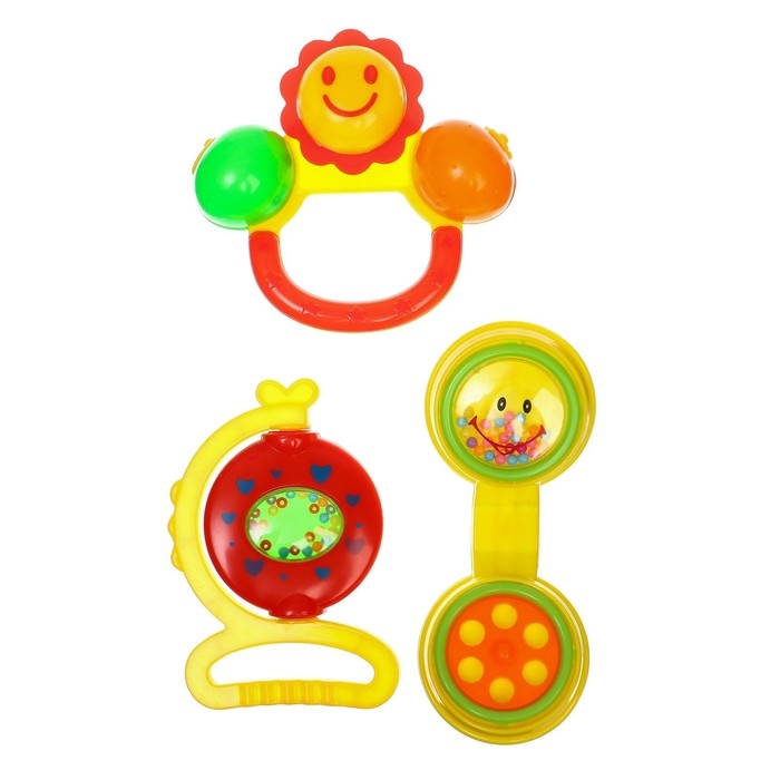 Набор погремушек &laquo;Маленькие радости&raquo;, 3 шт, цвет МИКС, Крошка