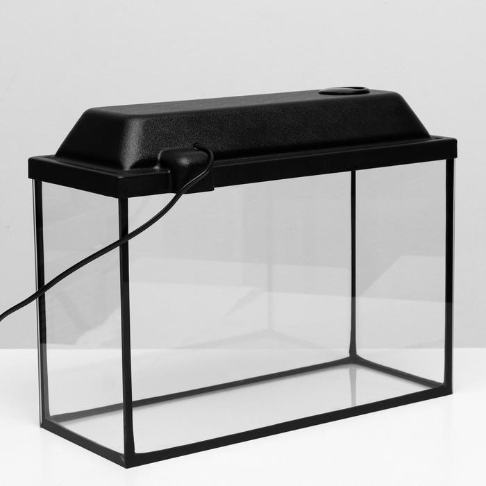 Аквариум Прямоугольный Аквариум Прямоугольный "Атолл" с крышкой, 20 литров, 38 х 19 х 28/33 см, чёрный