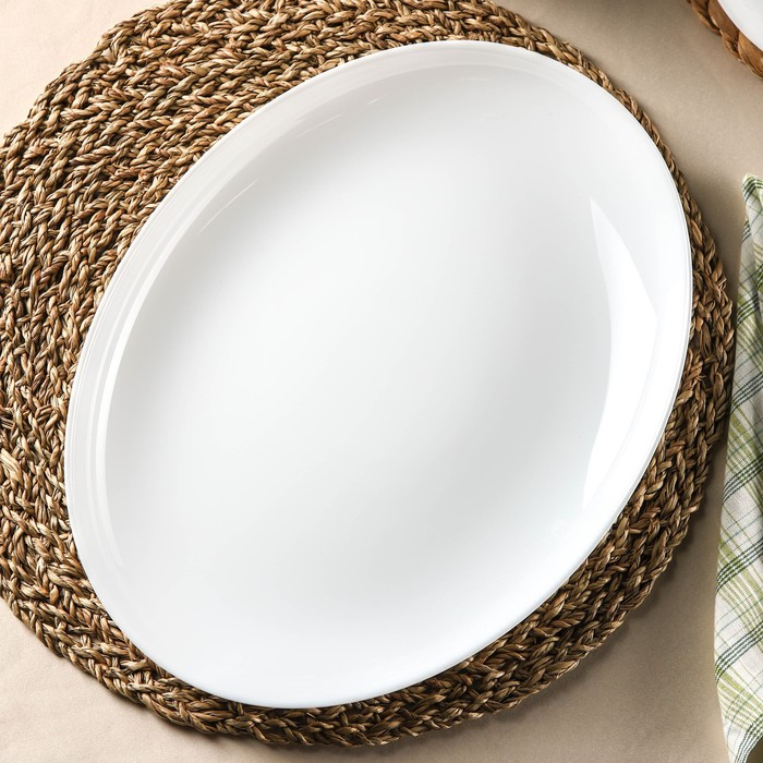 Блюдо овальное Luminarc Diwali, d=33 см, стеклокерамика, цвет белый Блюдо овальное Luminarc Diwali, d=33 см, стеклокерамика, цвет белый