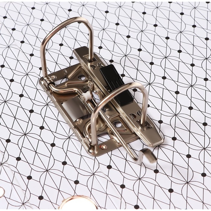 Папка-регистратор А4, 50 мм, Calligrata, ПВХ, тиснение "лен", металлическая окантовка, карман на корешок, собранная, серая, микс