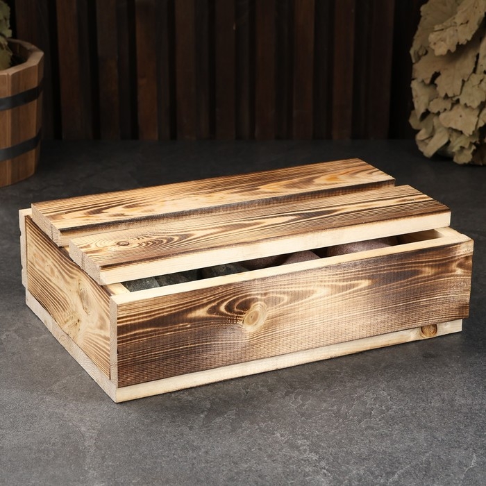 Камень для бани "Красное-Черное", малиновый кварцит и оливин Ящик 10 кг, фракция 70-120 мм