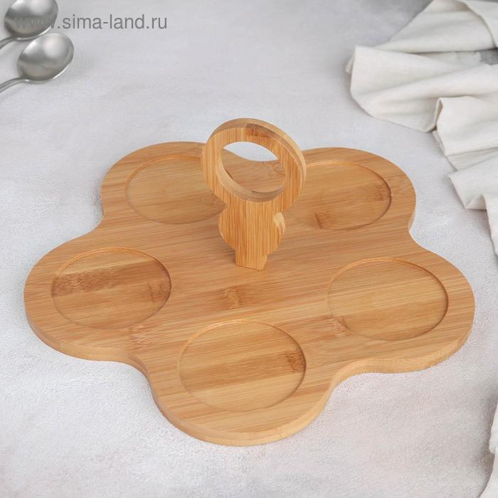 Набор соусников керамический на деревянной подставке &laquo;Эстет&raquo;, 5 предметов, цвет белый