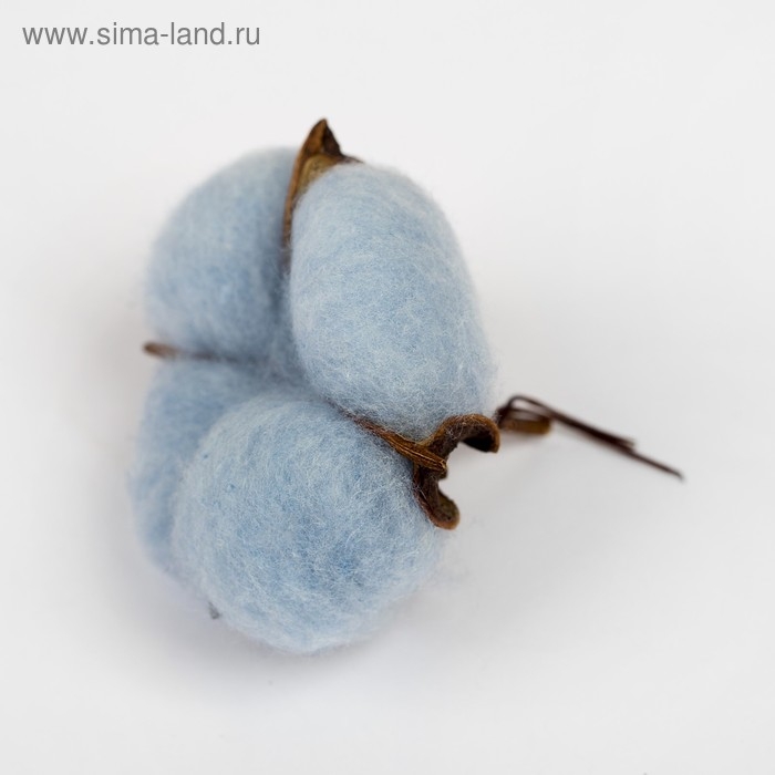 Сухие цветы хлопка, набор 3 шт., размер 1 шт. 6 × 6 см, цвет голубой Сухие цветы хлопка, набор 3 шт., размер 1 шт. 6 × 6 см, цвет голубой