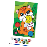 Картина по номерам для детей &laquo;Котик с клубочками&raquo;, 20 х 30 см