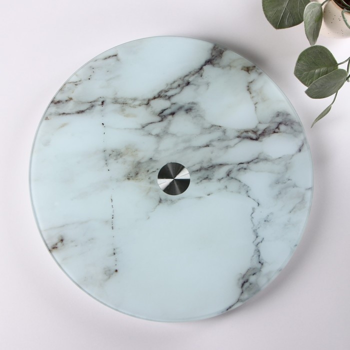 Подставка стеклянная для торта вращающаяся Доляна «Марбл», d=32 см, цвет белый Подставка стеклянная для торта вращающаяся Доляна «Марбл», d=32 см, цвет белый