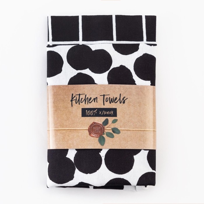 Набор кухонных полотенец Доляна &laquo;Геометрия&raquo; 35х60см-2шт, 100% хлопок