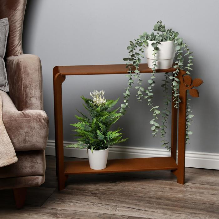 Полка для цветов двухъярусная Полка для цветов двухъярусная "Флора" 49х59х23 см, Орех