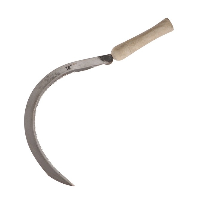 Серп &laquo;Травник&raquo;, 14" (35.6 см), толщина лезвия 2 мм, рукоять дерево, Greengo