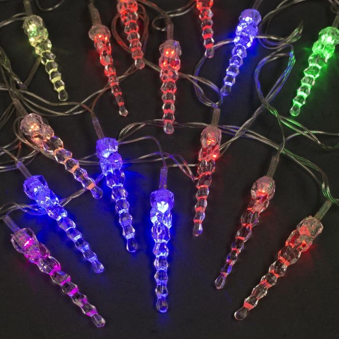 Гирлянда «Нить» 5 м с насадками «Сосульки тающие», IP20, прозрачная нить, 20 LED, свечение мульти (RG/RB), мигание, 220 В Гирлянда «Нить» 5 м с насадками «Сосульки тающие», IP20, прозрачная нить, 20 LED, свечение мульти (RG/RB), мигание, 220 В