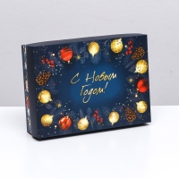 Новый год. Коробка подарочная новогодняя складная, крышка-дно, "Елочные игрушки", 21 х 15 х 5,7 см Новый год. Коробка подарочная новогодняя складная, крышка-дно, "Елочные игрушки", 21 х 15 х 5,7 см