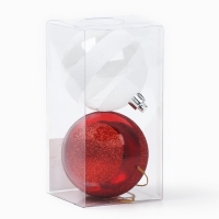 Новогодние шары ёлочные, на Новый год, d=7 см, 2 шт., цвет белый и красный