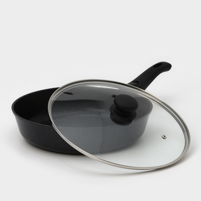 Сковорода Доляна «Элит», d=28 см, пластиковая ручка, стеклянная крышка, антипригарное покрытие Сковорода Доляна «Элит», d=28 см, пластиковая ручка, стеклянная крышка, антипригарное покрытие