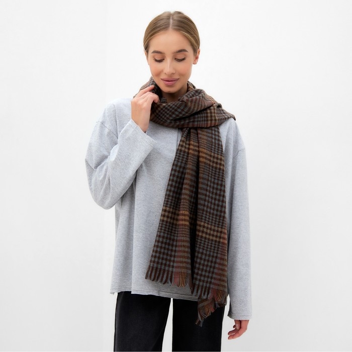 Шарф зимний с кистями MINAKU 65*180 + 8 см цвет коричневый Шарф зимний с кистями MINAKU 65*180 + 8 см цвет коричневый