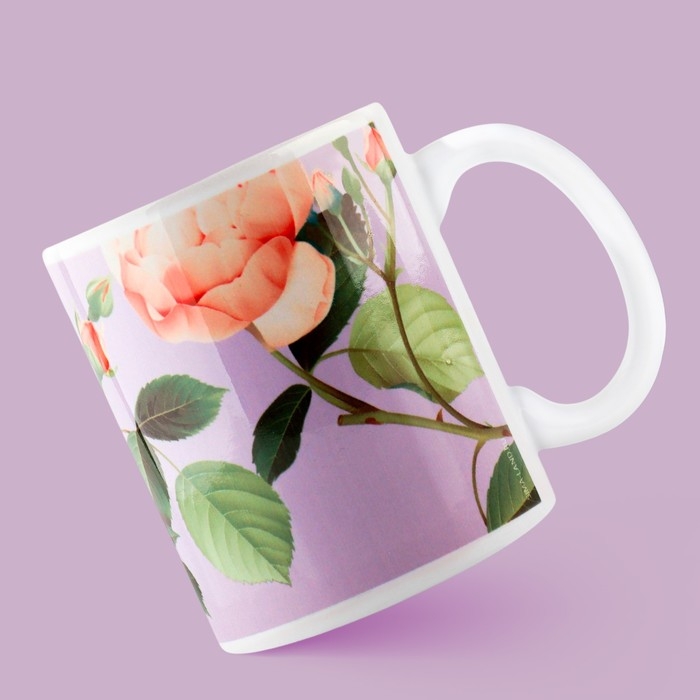 Кружка керамическая &laquo;Екатерина. Цветы&raquo;, 320 мл, цвет фиолетовый