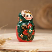 Матрёшка «Хохлома», чёрный платок, красное платье, 5 кукольная, 10 см Матрёшка «Хохлома», чёрный платок, красное платье, 5 кукольная, 10 см