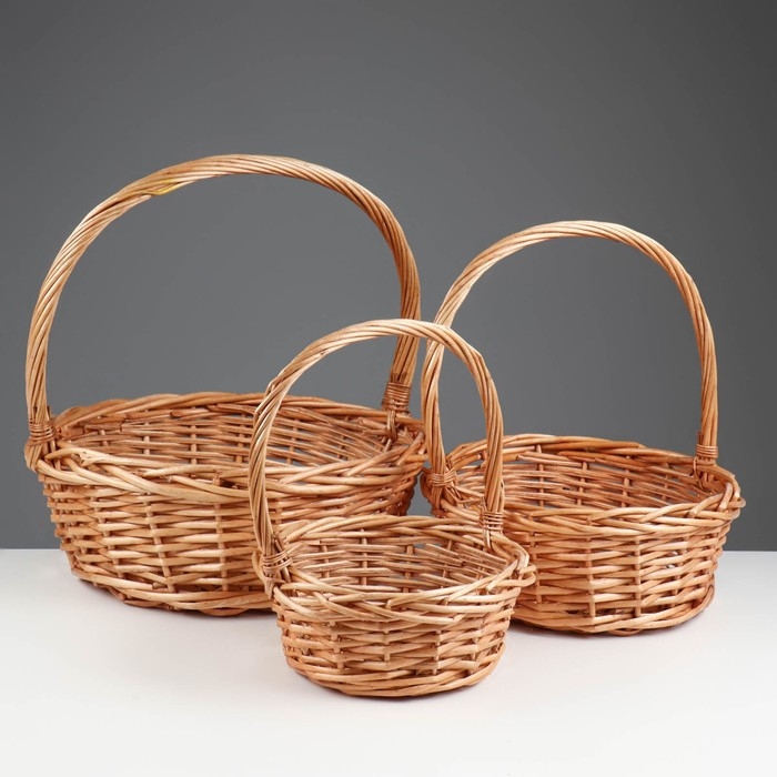 Набор корзин, 3 шт, 39&times;14/40 см,  30&times;12/35 см, 25&times;10/30 см, ива