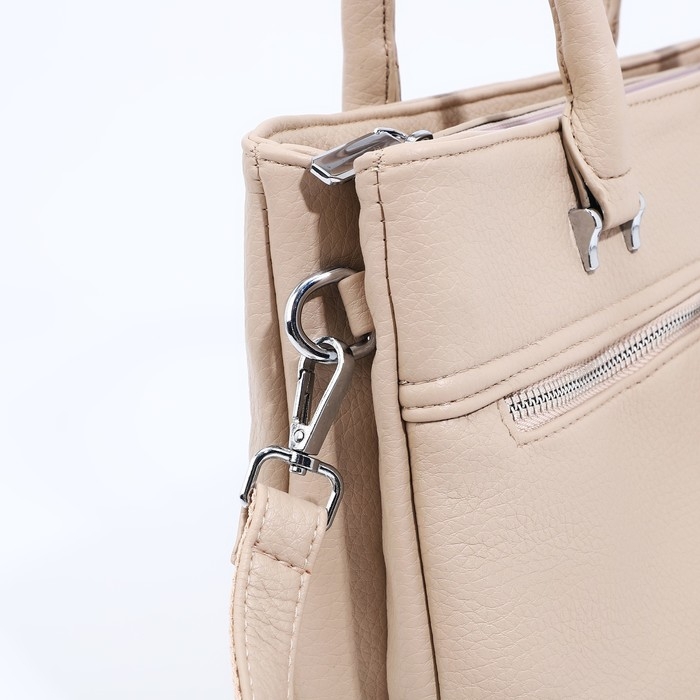 Сумка-тоут на молнии, 2 наружных кармана, цвет бежевый Сумка-тоут на молнии, 2 наружных кармана, цвет бежевый