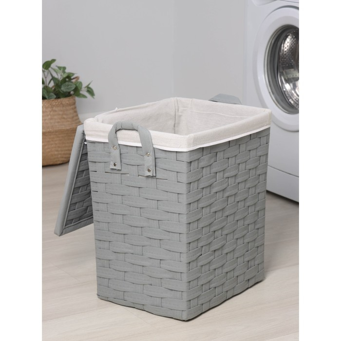 Корзина для белья Доляна «Плетение», с крышкой, 46×34×50 см, цвет серый Корзина для белья Доляна «Плетение», с крышкой, 46×34×50 см, цвет серый