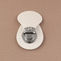 Застёжка для сумки, пришивная, 6 &times; 4 см, цвет белый/серебряный