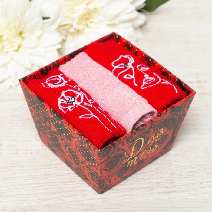 Набор полотенец &laquo;Цветы&raquo; 30х30 см-3шт, 100% хлопок 340 гр/м2