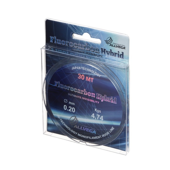 Леска монофильная ALLVEGA Fluorocarbon Hybrid, диаметр 0.20 мм, тест 4.74 кг, 30 м, флюорокарбон 65% Леска монофильная ALLVEGA Fluorocarbon Hybrid, диаметр 0.20 мм, тест 4.74 кг, 30 м, флюорокарбон 65%