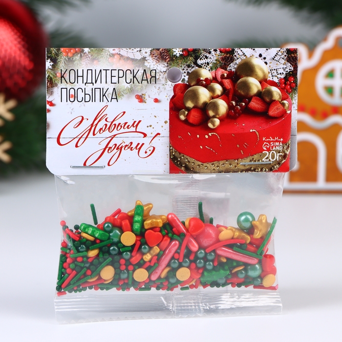 Новый год. Кондитерская посыпка "Новогодний микс №3", 20 г