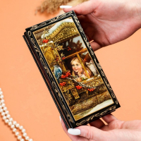 Шкатулка - купюрница &laquo;Девочка у окна&raquo;, 8,5&times;17 см, лаковая миниатюра