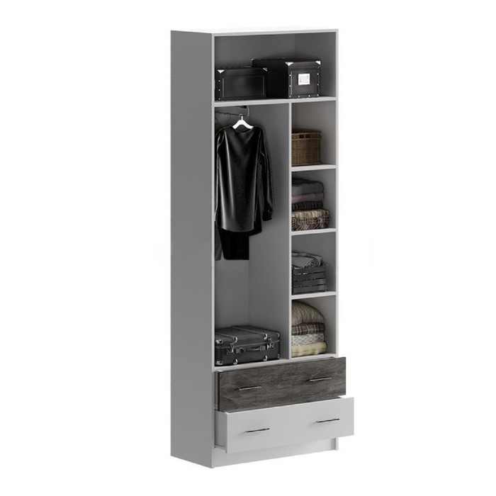 Шкаф с ящиками Вега Позитив, 800х2200х400, Белый/Бетон темный Шкаф с ящиками Вега Позитив, 800х2200х400, Белый/Бетон темный