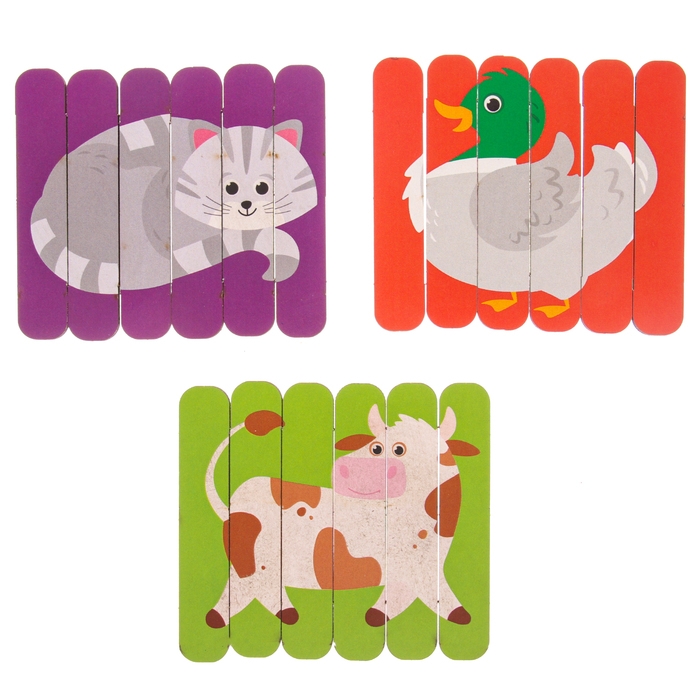 Головоломка. Собери 6 картинок &laquo;Ферма&raquo;, двусторонние палочки