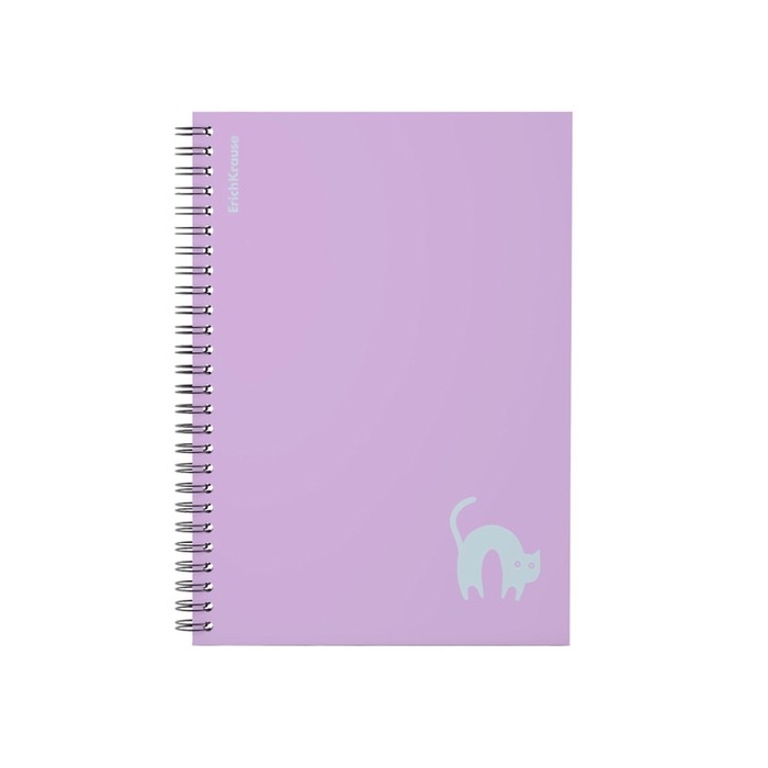Тетрадь на спирали, 80 листов в клетку, ErichKrause Brave cats, пластиковая обложка, блок офсет 100% белизна, фиолетовая