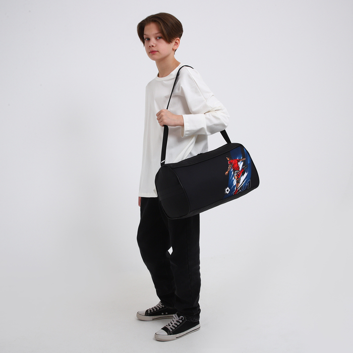 Сумка детская спортивная для мальчика Сумка детская спортивная для мальчика "Футбол" на молнии, наружный карман, чёрный