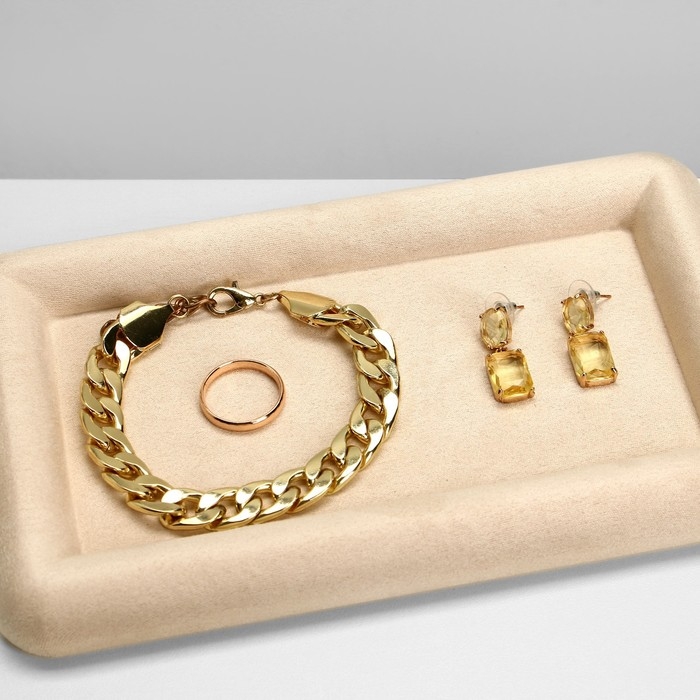 Подставка для украшений универсальная без вставок &laquo;Плюш&raquo;, флок, 12&times;20&times;1,8 см, цвет бежевый