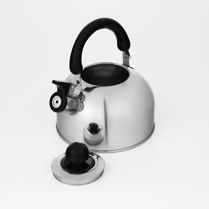 Чайник со свистком из нержавеющей стали Доляна «Чёрная ночь», 2 л, индукция, цвет хромированный Чайник со свистком из нержавеющей стали Доляна «Чёрная ночь», 2 л, индукция, цвет хромированный