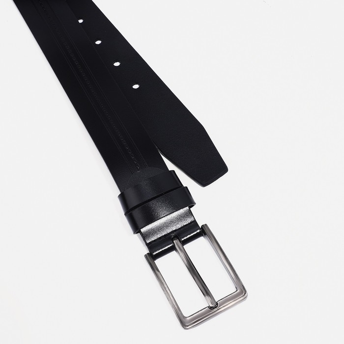 Ремень мужской, ширина 4 см, винт, пряжка металл, цвет чёрный