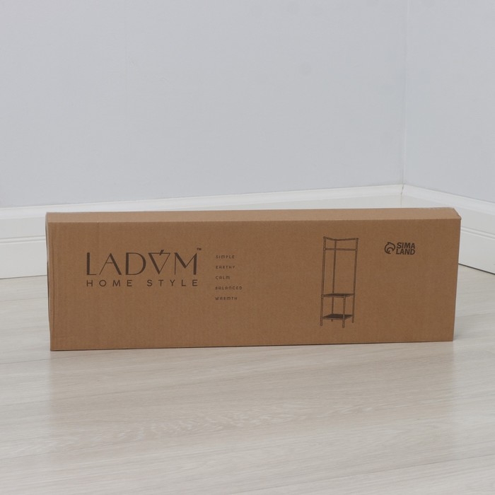 Вешалка - стойка напольная для одежды LaDо́m, угловая, с полками для хранения, 2 яруса, 45&times;60&times;180 см, цвет чёрный