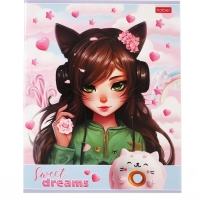 Тетрадь 40 листов в клетку "Девочка-кошка", обложка мелованный картон, блок офсет 65г/м2, МИКС Тетрадь 40 листов в клетку "Девочка-кошка", обложка мелованный картон, блок офсет 65г/м2, МИКС