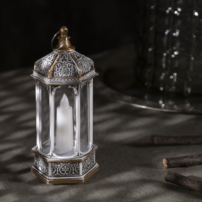 Светодиодная фигура &laquo;Свеча в ротонде&raquo; 6.3 &times; 14 &times; 6.3 см, пластик, батарейки AG13х3 (в копмплекте), свечение тёплое белое