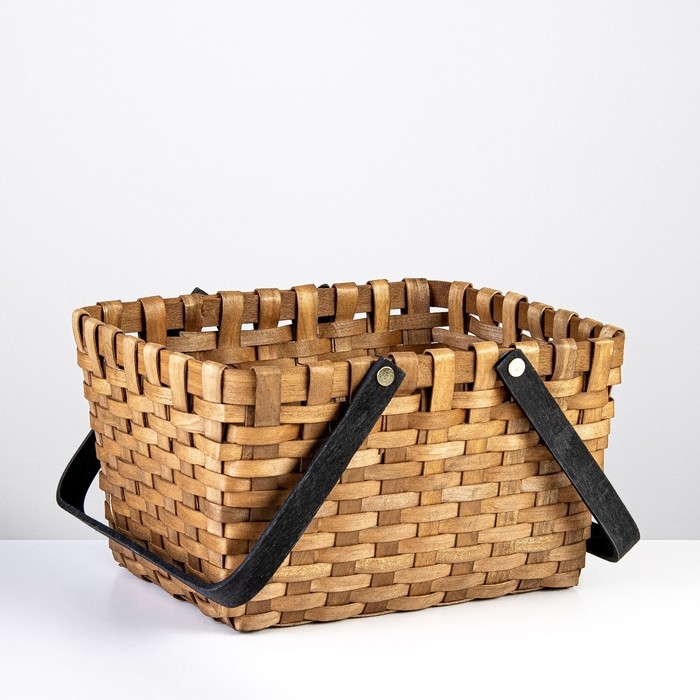 Корзина плетеная (секвойя), 28x23xH16/31 см, 1 шт., коричневый