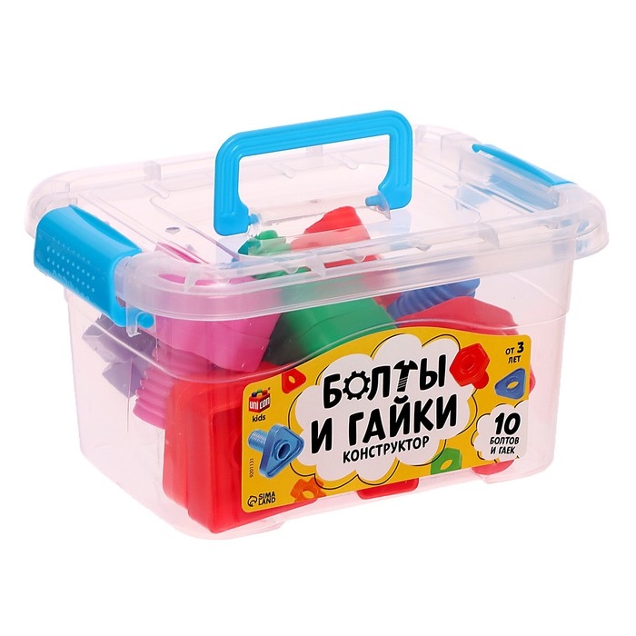 Конструктор &laquo;Болты и гайки&raquo;, в контейнере, 10 болтов и гаек
