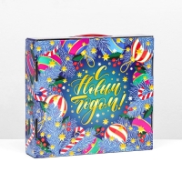 Новый год. Коробка подарочная складная "Индиго" 26 х 24,5х6 см.