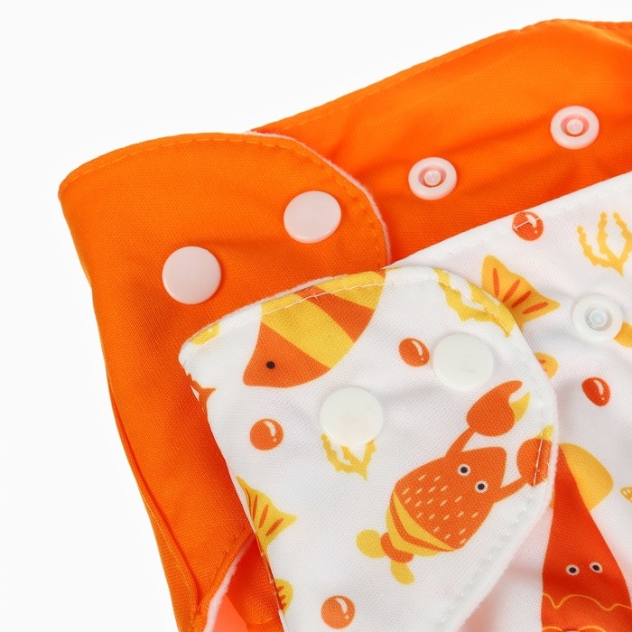 Набор многоразовых подгузников &laquo;Крабик&raquo;, 3-8 кг, цвет белый, оранжевый, 2 шт., Крошка Я