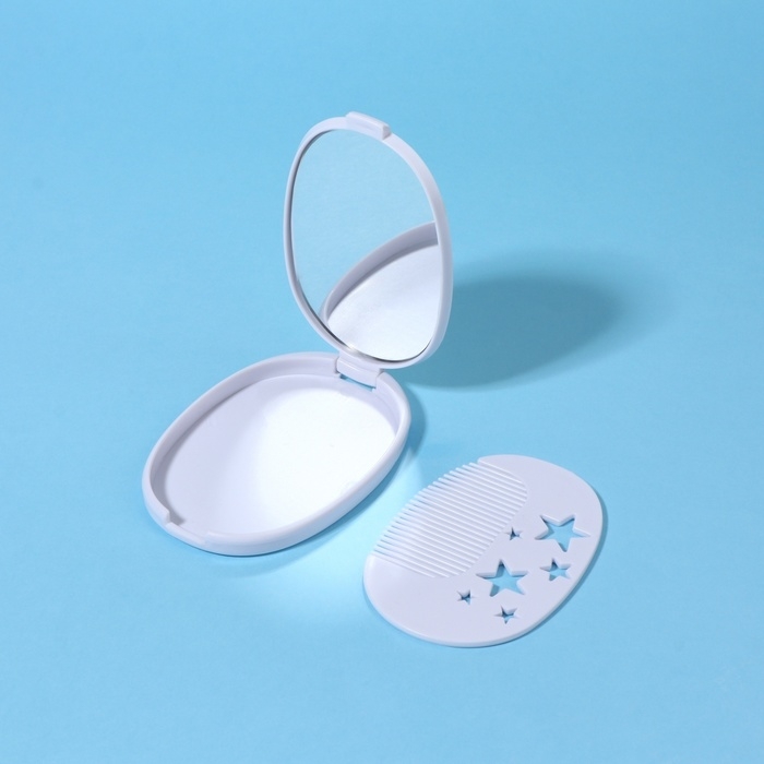 Зеркало складное &laquo;Лимон&raquo;, с расчёской, 6,5 &times; 9,5 см