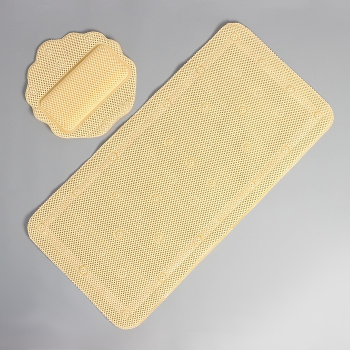 SPA-коврик для ванны с подушкой на присосках &laquo;Лотос&raquo;, коврик 89&times;44 см, цвет бежевый