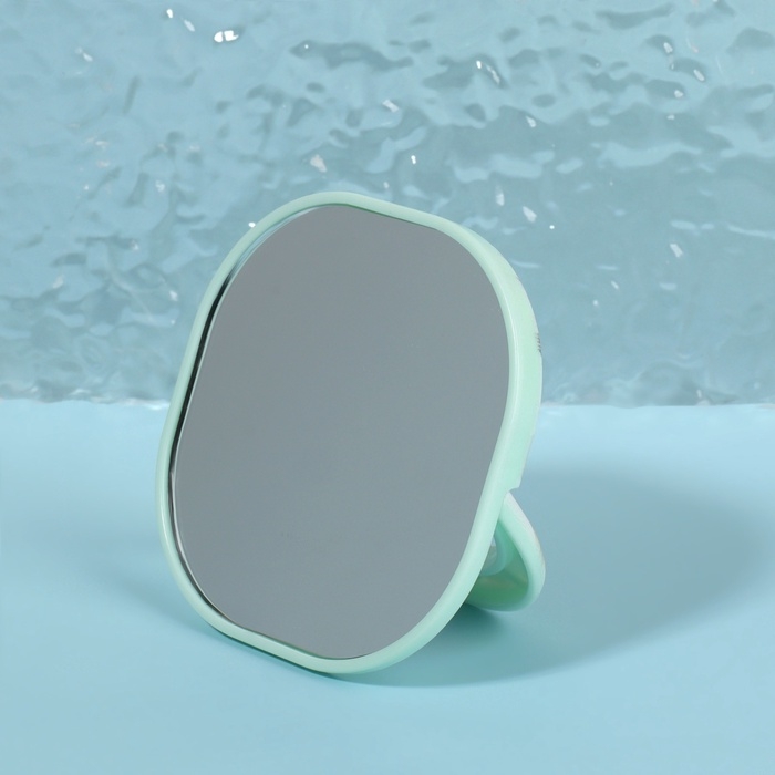 Зеркало карманное &laquo;Узор&raquo;, с подставкой, 8 &times; 8 см, цвет зелёный